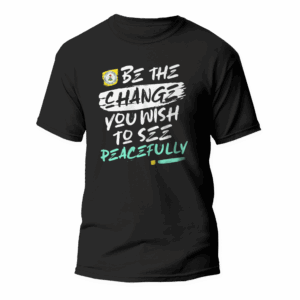 Front view of Be the change t-shirt