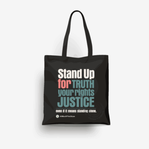 Fromnt view of Stand Up for Truth tote bags